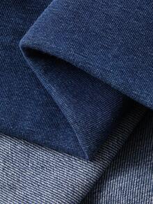 DAZY Tween Girls' Round Neck Drop Shoulder Long Sleeve Ruffle Hem Loose Casual Denim Top