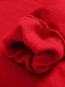 年轻女孩休闲圆领厚长袖运动衫，适合秋冬季 - 紅色 - 查看 4