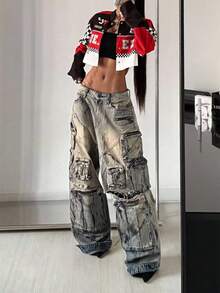 StreetHx Chaqueta de motociclista de cuero de poliuretano para mujer, estilo de motociclista, chaqueta corta, gráfico de motocicleta, color rojo y negro, ropa exterior de estilo callejero de manga larga, chaqueta de otoño Y2k Club Baddie - Multicolor - Ver 6