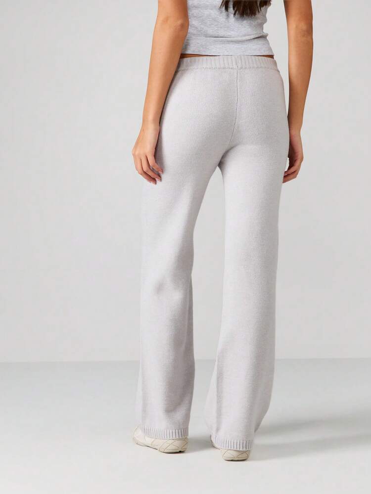 MISSGUIDED Pantaloni a gamba ampia in maglia, fondo con costine, vita con coulisse, pantaloni casual dritti comodi per l'inverno e l'autunno