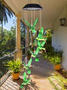 1PC Solar Hummingbird Wind Chimes Color Changing Solar Mobile Lights Waterproof LED Wind Chimes Solar Powered Lights For Garden Balcony Patio Lawn Halloween Christmas Thanksgiving Gift