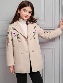 SHEIN 女童中长款翻领优雅派对休闲夹克 - 彩色 - 查看 8