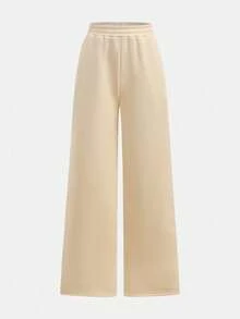 SHEIN Girlism 少女休闲街头风格必备基础百搭休闲宽松运动裤，杏色，适合秋季、冬季和返校季 - 杏色 - 查看 6