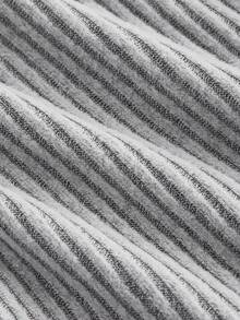 SHEIN MOD 灰色针织条纹拼布衬衫二合一上衣，返校季，女士办公室装，复古风女士装，学院风，教师风，Y2k 女士上衣 - 灰色 - 查看 4