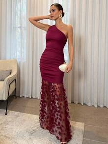 Lavishia 1 件女式黑色针织网眼拼布无袖紧身连衣裙女士生日礼服女士夏季服装女士毕业礼服度假服装女士度假礼服黑色礼服女士 - 酒紅色 - 查看 6