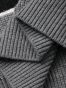 DAZY Pull tricoté décontracté à manches longues avec col polo à rayures contrastées pour femmes, automne/hiver