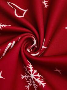 EMERY ROSE Vestido elegante de vacaciones, Navidad y otoño con estampado para damas de talla grande - Rojo - Ver 3