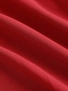 青少年女孩优雅无袖宽肩带褶饰喇叭长红色连衣裙、圣诞连衣裙、新年连衣裙、派对连衣裙、女孩正式连衣裙 - 紅色 - 查看 7