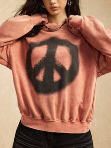 Easelle 秋冬雪花直喷图案卫衣 - 藕粉色 - 查看 4