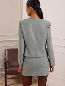 Lilora Women's Casual Plaid Long Sleeve Single-Breasted Jacket And Midi Skirt Elegant Suit Blazer Skirt Set Skirt Suit Suit Jacket For Women Fall Clothes For Women Elegant And Dignified Officework,Events,Daily,Vacation