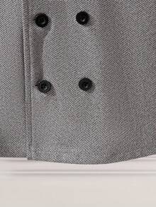 SHEIN Souflis 4-7 Years Old Young Boys Classic Herringbone Overcoat, English Style Lapel Double-Breasted Mid-Length, Vintage Fabric, Versatile For Casual And Holiday Wear, Creating A Little Gentleman Look - Light Grey - View 4