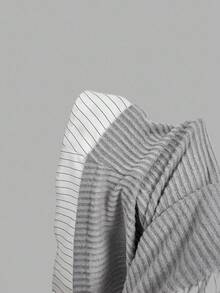 SHEIN MOD 灰色针织条纹拼布衬衫二合一上衣，返校季，女士办公室装，复古风女士装，学院风，教师风，Y2k 女士上衣 - 灰色 - 查看 6