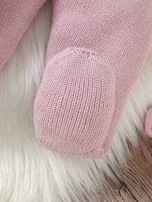 2pcs/Set Toddler Girls' Pink Sweater Dress & Tights, Peter Pan Collar Long Sleeve Cinched Waist, Fashionable & Sweet Style, Autumn/Winter Baby Set Autumn Winter Season Baby Girl Knitted Outfits Baby Girl Outfit Pink Bow Baby Outfit Baby Girl Autumn Clothes Newborn Baby Girl Outfit Set Baby Girl Long Sleeve Outfit Baby Set Autumn Winter Baby Girl Outfit Pink Bow Baby Outfit - Baby Pink - View 4