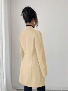 SHEIN Tall Áo khoác nữ dáng ôm cổ đứng, kiểu dáng thường ngày - Màu Khaki - Xem 2
