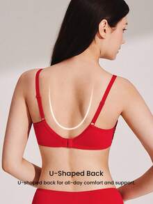 LUVLETTE Christmas & New Years Full Coverage Support Breathable Underwire Red Mesh & Lace Elegance Bra Bridal Intimates