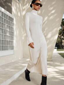 SHEIN Luminelle Women's Fashionable Casual Fitted Long Sweater Dress