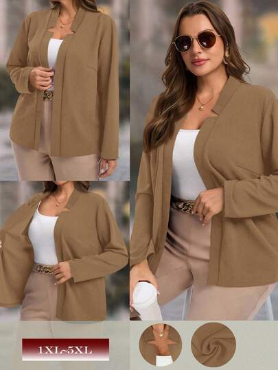 EMERY ROSE 大码简约前开西装外套，适合通勤，秋季