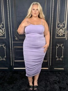 Hourglow Vestido Drapeado Bodycon Plus, Vestidos de Aniversário para Mulheres