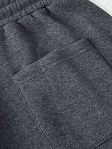EASEVO Plus Size Men's Solid Color Casual Sweatpants, Deep Gray, No Print, With Back Pocket - Dark Grey - View 7