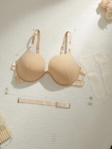 NudeFit Plus Size Women Comfortable Seamless High Support Transparent Strap Bra, Lift