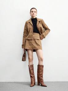 CUCCOO BIZCHIC 女士时尚及膝粗跟靴 - 棕色 - 查看 10