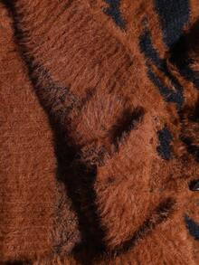 Manfinity Roghcode Lässige, locker sitzende Knopf-Vorder Langarm Strickjacke für Herren, Herbst Winter - Braun - Übersicht 6