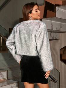 Glamine Fashionable Party Faux Fur Cropped Jacket, Autumn/Winter - Baby Pink - View 2