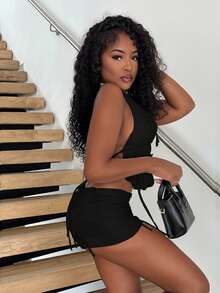 Alexandranx 女士日常两件套服装 - 黑色 - 查看 5