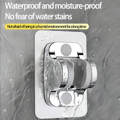 1 件可调节淋浴喷头支架，可拆卸壁挂式淋浴架，通用免打孔淋浴支架，浴室免钻固定底座，带吸盘的不锈钢淋浴收纳架，强力抓握收纳盒