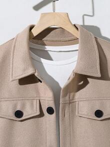 1pc Teen Boy Turndown Collar Long Sleeve Jacket, Suitable For Daily Commute, Autumn/Winter