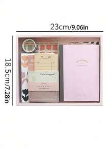 SHEIN 122pcs Material Bullet Journal Gift Box Pink A6 Journal Notebook Material Paper Stickers Tape Cute & Minimalist INS Style Bullet Journal Gift Box For Gifting