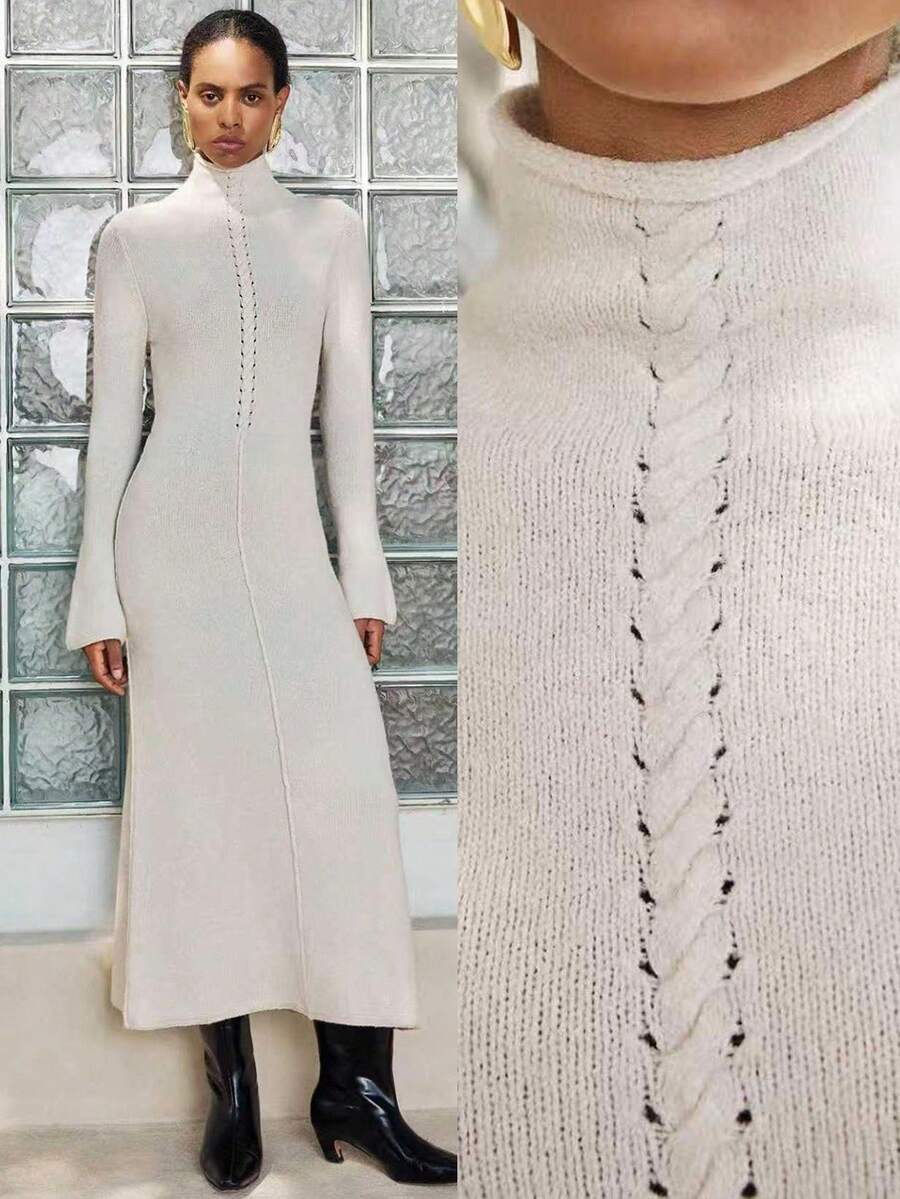 SHEIN Luminelle Women's Fashionable Casual Fitted Long Sweater Dress