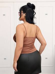 CovetEZ Plus Size Tank top & Camis - Coklat - View 2