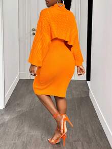 BamGleam Bộ 2 áo len nữ, màu cam, phong cách tối giản thường ngày, thu/đông - trái cam - Xem 2