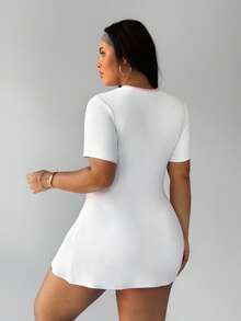 Rhythm Era 2 件套女式拼色圆领 A 字腰连衣裙，内置短裤，防闪烁运动休闲网球裙，加大码