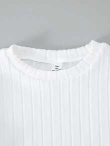 Sparklyn 2pcs/Set Teen GirlClassic Black & White Long Sleeve T-Shirts, Elegant Basic Knit Tops, Suitable For Layering - Black and White - View 3