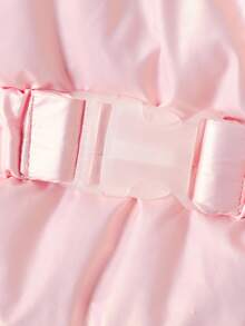 SHEIN 青少年女孩甜美连帽棉服夹克，束腰，简约时尚中长款棉质外套，冬季 - 粉色 - 查看 5