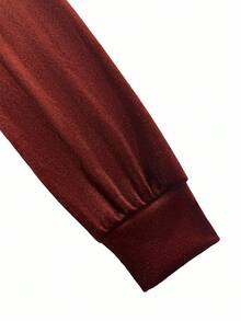Franclia Women's Elegant Long Sleeve Pearl Decor Party Dress, Long Brown Dress For Wedding Guest, Autumn/Winter, Christmas - Burgundy - View 5