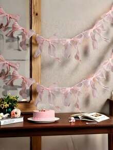 1pc 12 Bows Elegant Garland Pink White Black Purple Bow Decor For Princess Theme Party Birthday Wedding Valentine Day Decoration For Shelves Walls Background Room Decor Party Favors - Multicolor - View 1