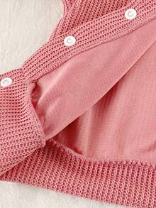 Elladie kids 2 Stücke Set aus Jacke und Hose im koreanischen Stil für Säuglinge/Kleinkinder, mit weißem Schleifenakzent, langärmeliger Strickjacke und einfarbiger Strickhose, süß und bequem für Frühling, Herbst und Winter