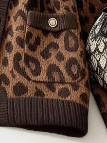 GlowEve 秋冬时尚豹纹圆领女式宽松针织开衫 - 彩色 - 查看 5
