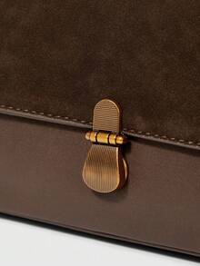 SHEIN BAE 复古小众法棍包新款时尚法式腋下包单肩包通勤包 - 咖啡棕 - 查看 5