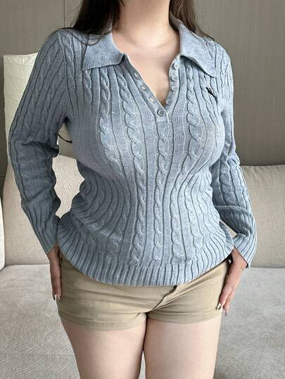 Vibekara 秋季大码休闲纯色毛衣