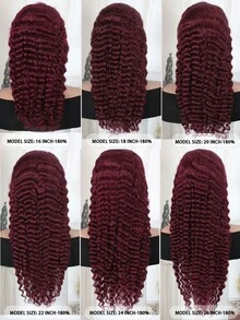 Transparent Lace Front Pre Plucked 99J Deep Wave 13 X 4 Human Hair Wig 150% Density Frontal Wig For Women Burgundy Color - S99J - View 10