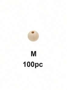 SHEIN 100 piezas de cuentas de madera de color natural de madera para manualidades DIY