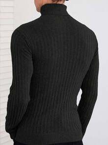 EURMUSE Herren einfarbiger Rollkragenpullover mit langen Ärmeln und Slim Fit, Herbst/Winter