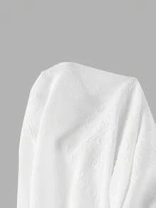 SHEIN MOD Váy nhung trắng viền bất đối xứng cỡ lớn, thắt eo, cạp chun jacquard, phong cách cung điện cổ điển, phù hợp cho mùa tốt nghiệp và mùa hè - trắng - Xem 4