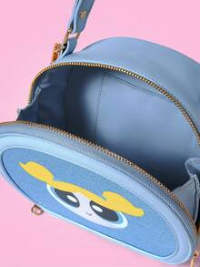 THE POWERPUFF GIRLS X SHEIN Printed Round Bag For Girls - Blue - View 5