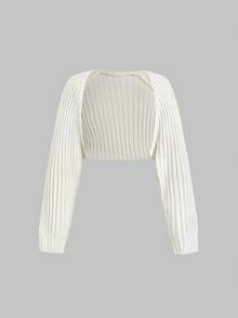 Sweetra Petite Áo khoác cardigan nữ màu trơn thường ngày - Đen và trắng - Xem 4
