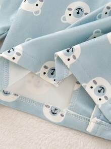 2pcs Baby Boy Knitted Cardigan Long Sleeve Top And Pants Set, Bear Pattern, Blue & White, Casual Loungewear, Autumn/Winter - Multicolor - View 5